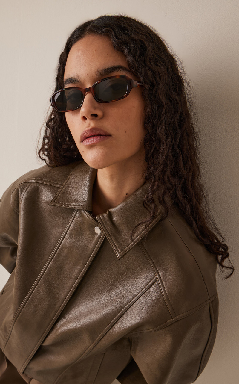 SAINT LAURENT Erin Oval-Frame Acetate Sunglasses brown outlook