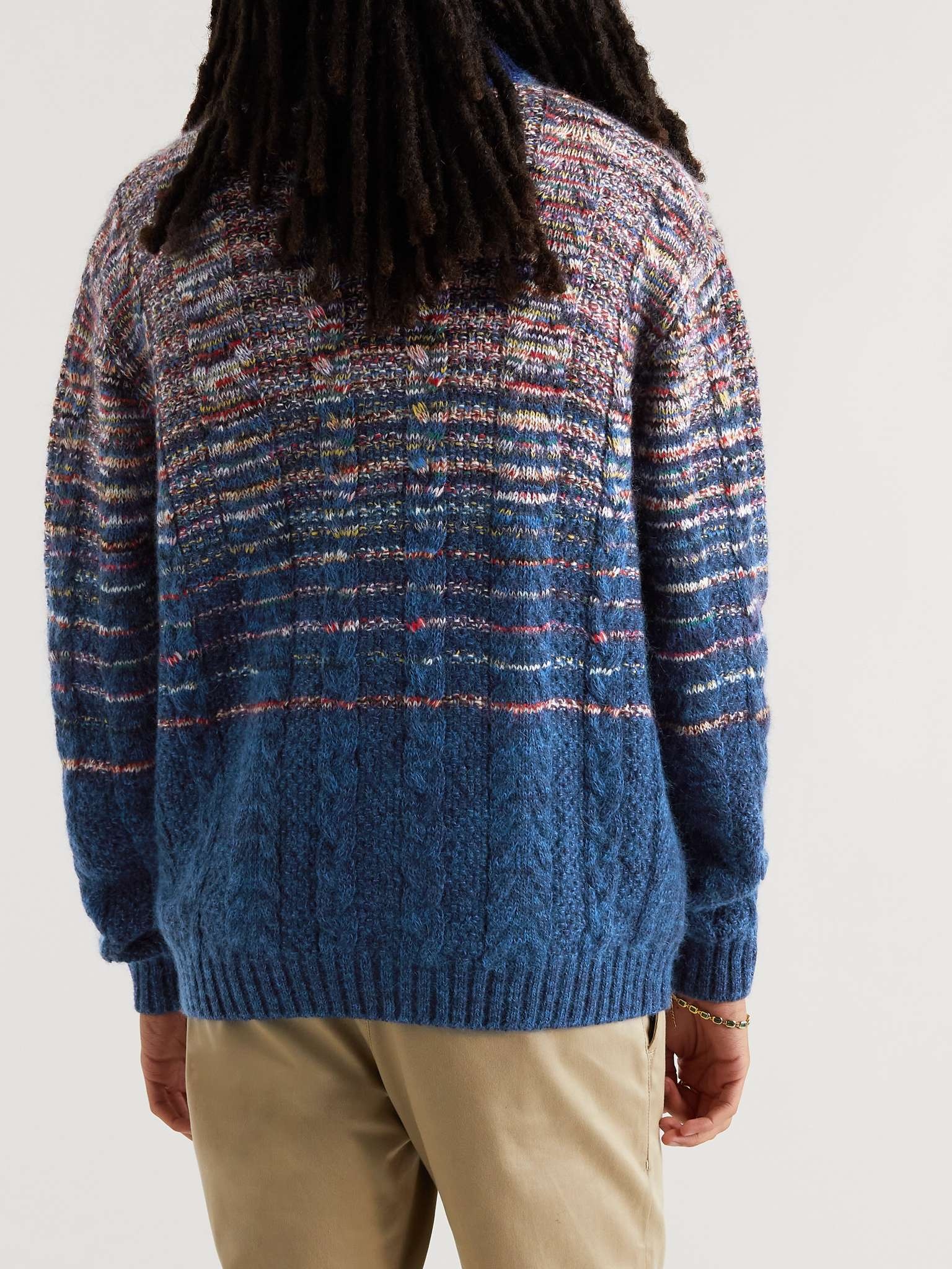 Space-Dyed Cable-Knit Wool-Blend Zip-Up Cardigan - 4