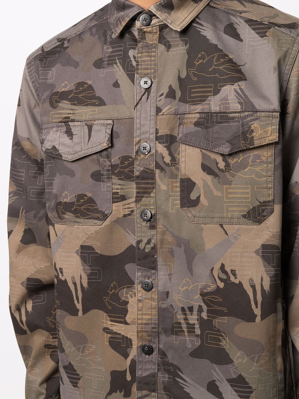 camouflage-pattern button-fastening shirt - 5