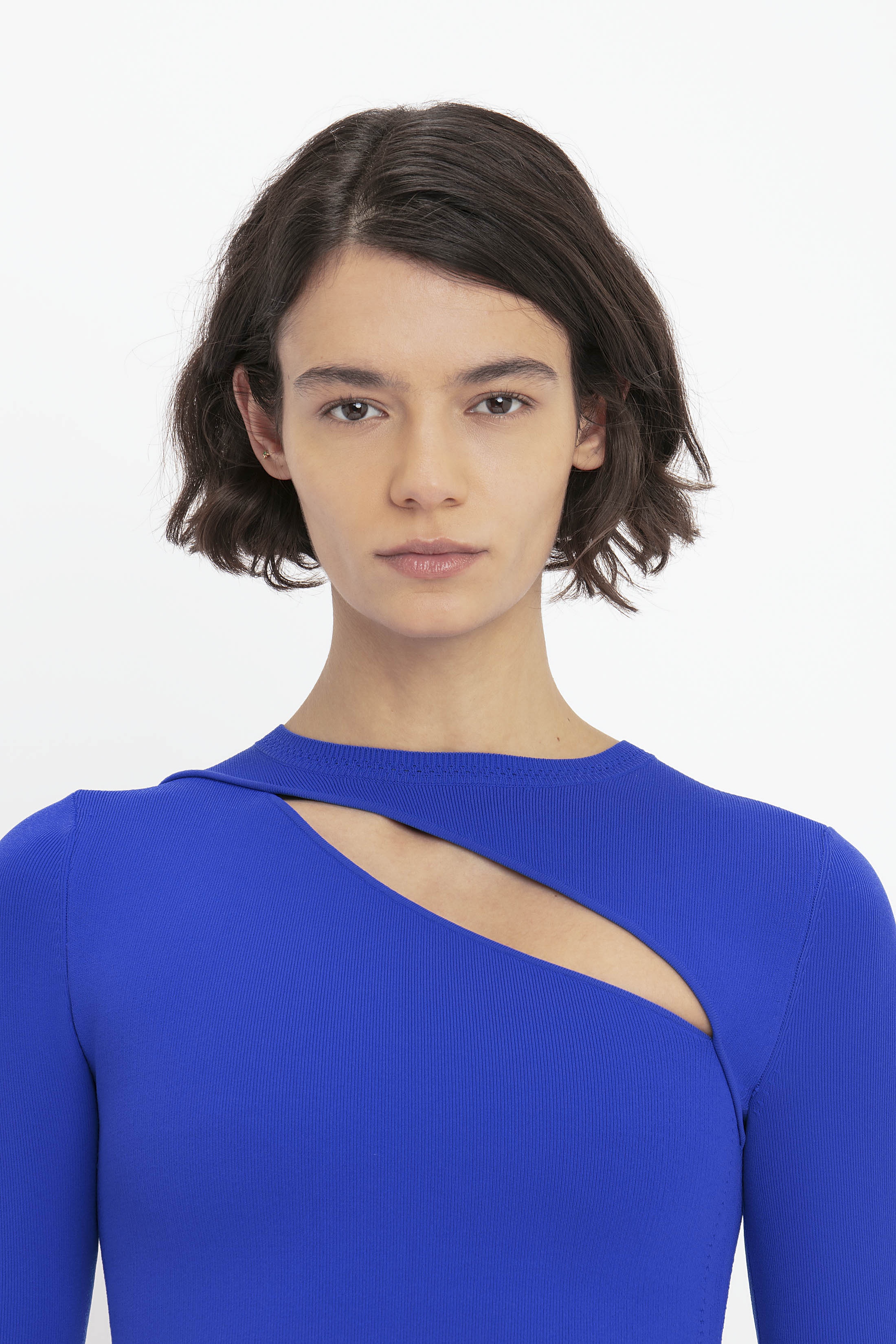 VB Body Front Slash Crew Neck Top In Cobalt - 4