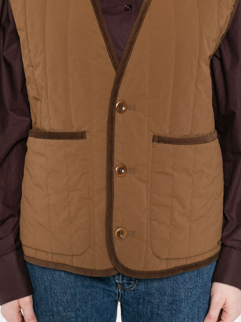 V-neck quilted-pattern gilet - 5
