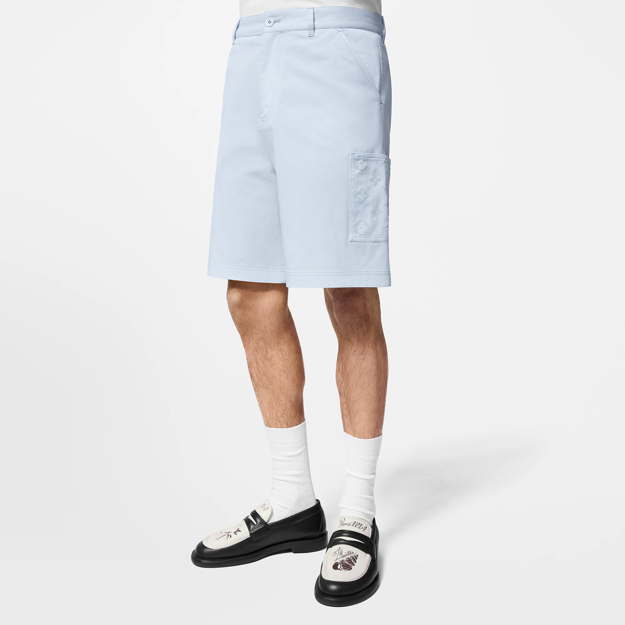 Flocked Cotton Cargo Shorts - 2
