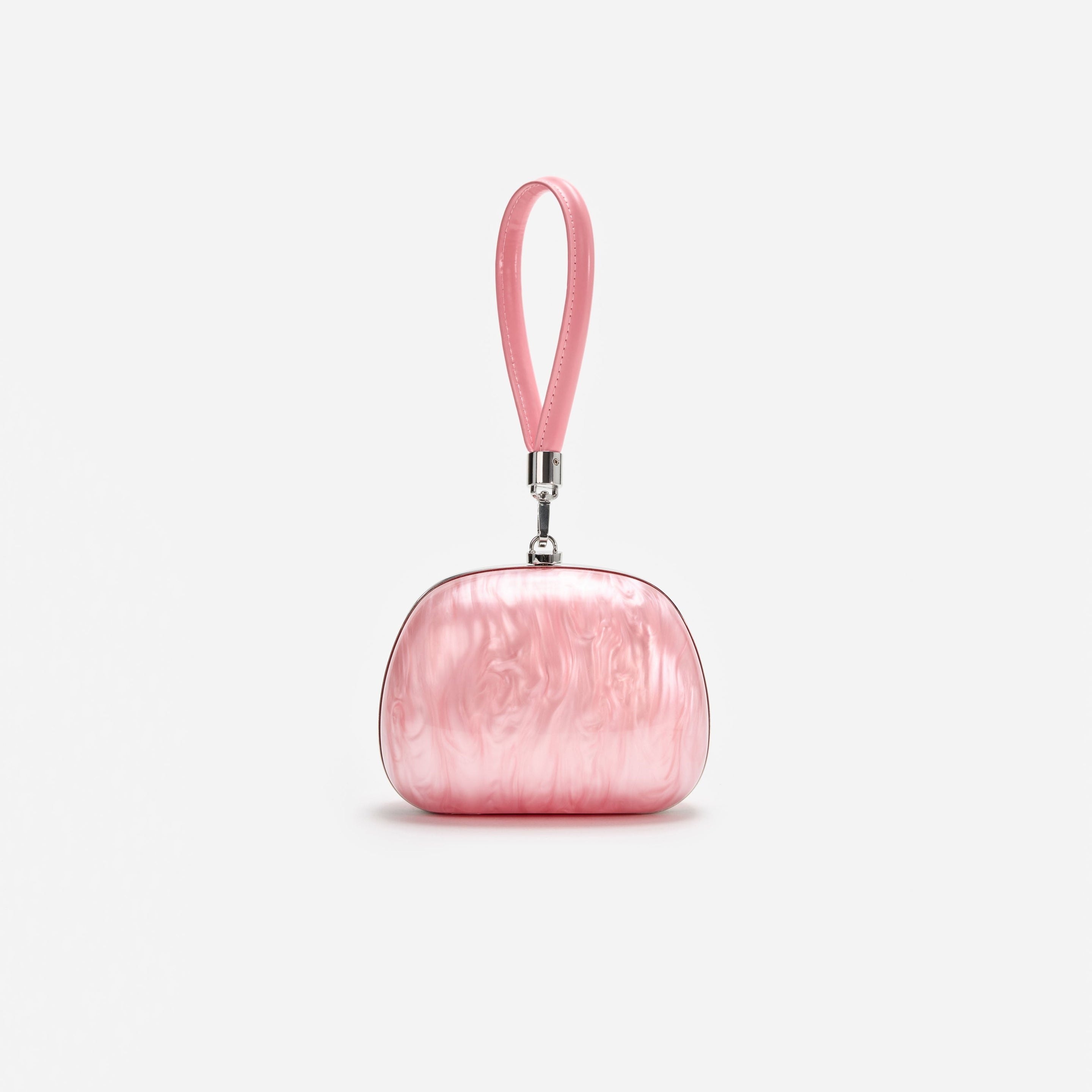 Pink Pearl Top Handle Clutch Bag - 3