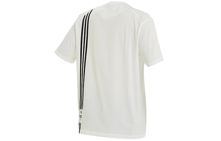 Men's Y-3 SS21 Back Stripe Loose Round Neck Short Sleeve White H16335 - 2