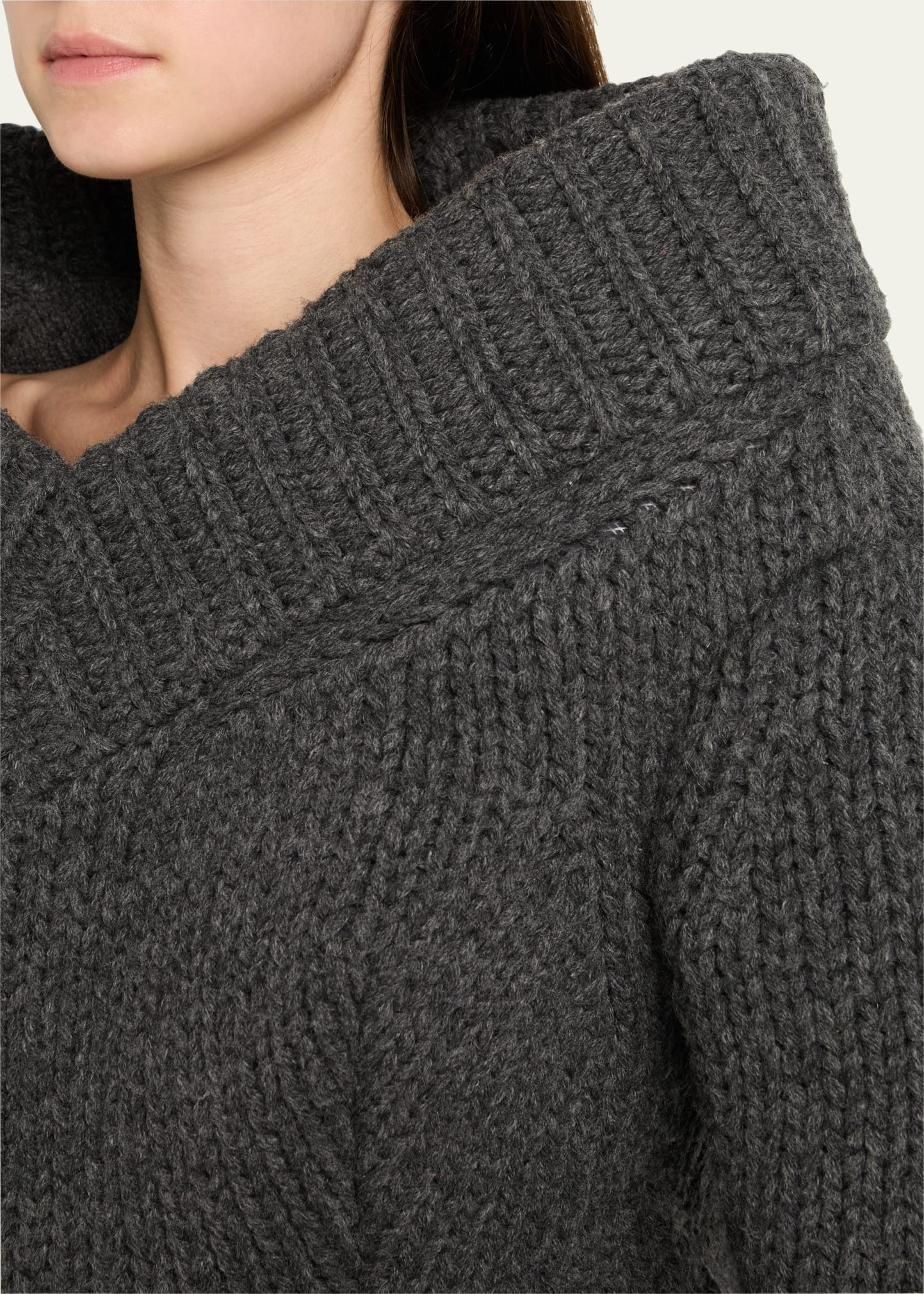 Padded V-Neck Peplum Sweater - 5