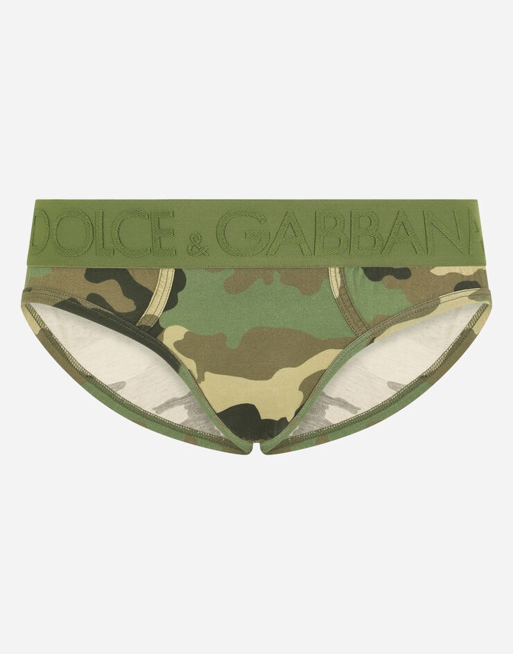 Two-way stretch jersey mid-rise briefs with camouflage print - 1