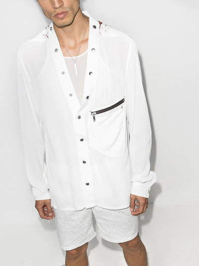 Rick Owens collarless graphic print shirt outlook