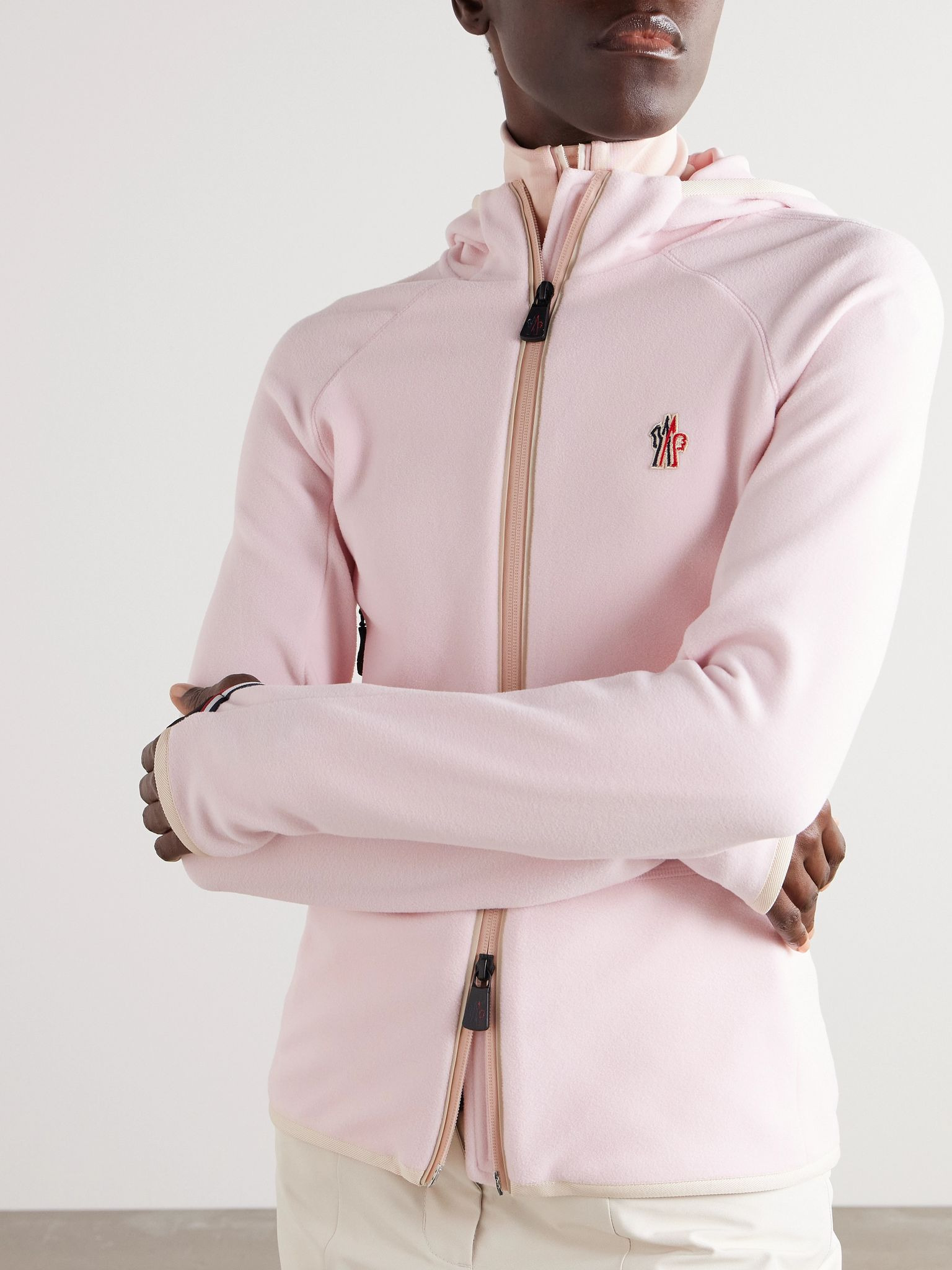 Appliquéd hooded fleece jacket Pink - 3