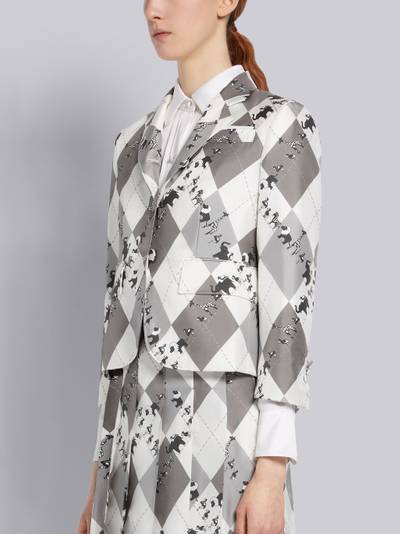 Thom Browne Medium Grey Silk Argyle Animal Icon Print Unconstructed High Armhole Jacket outlook