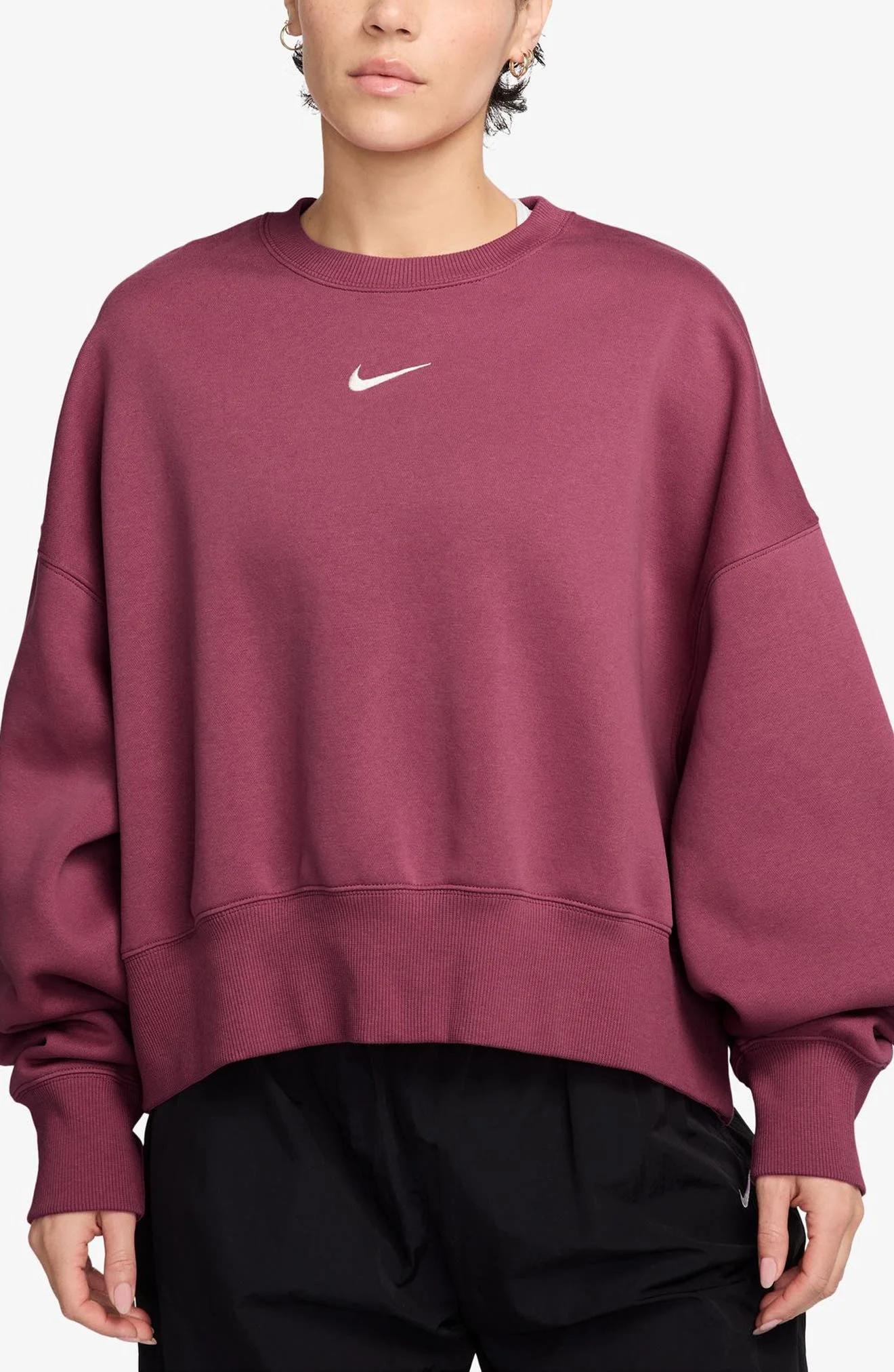 Nike Phoenix Fleece Crewneck Sweatshirt in Sweet Beet/Sail at Nordstrom - 1
