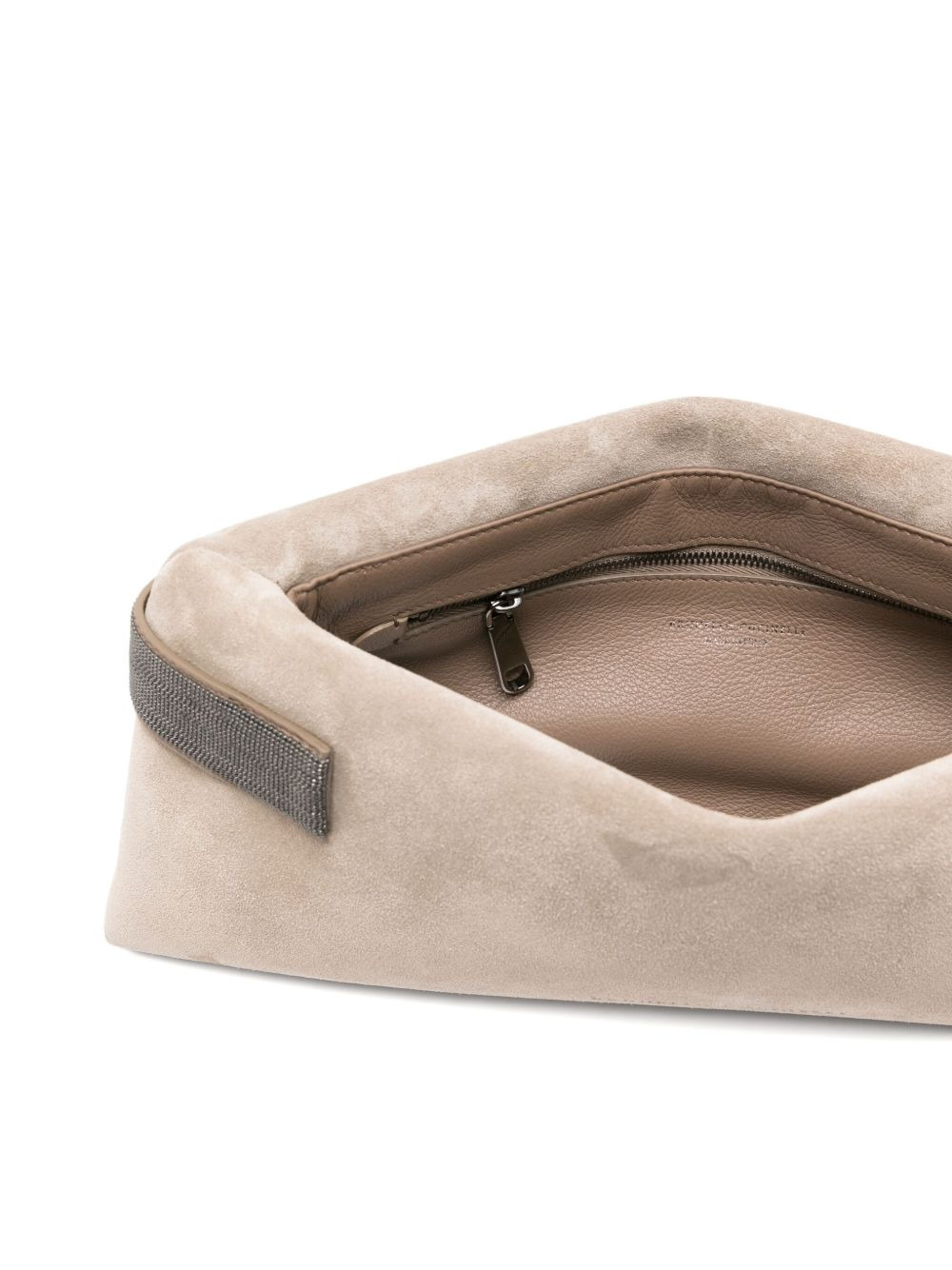 Monili-chain suede clutch bag - 5