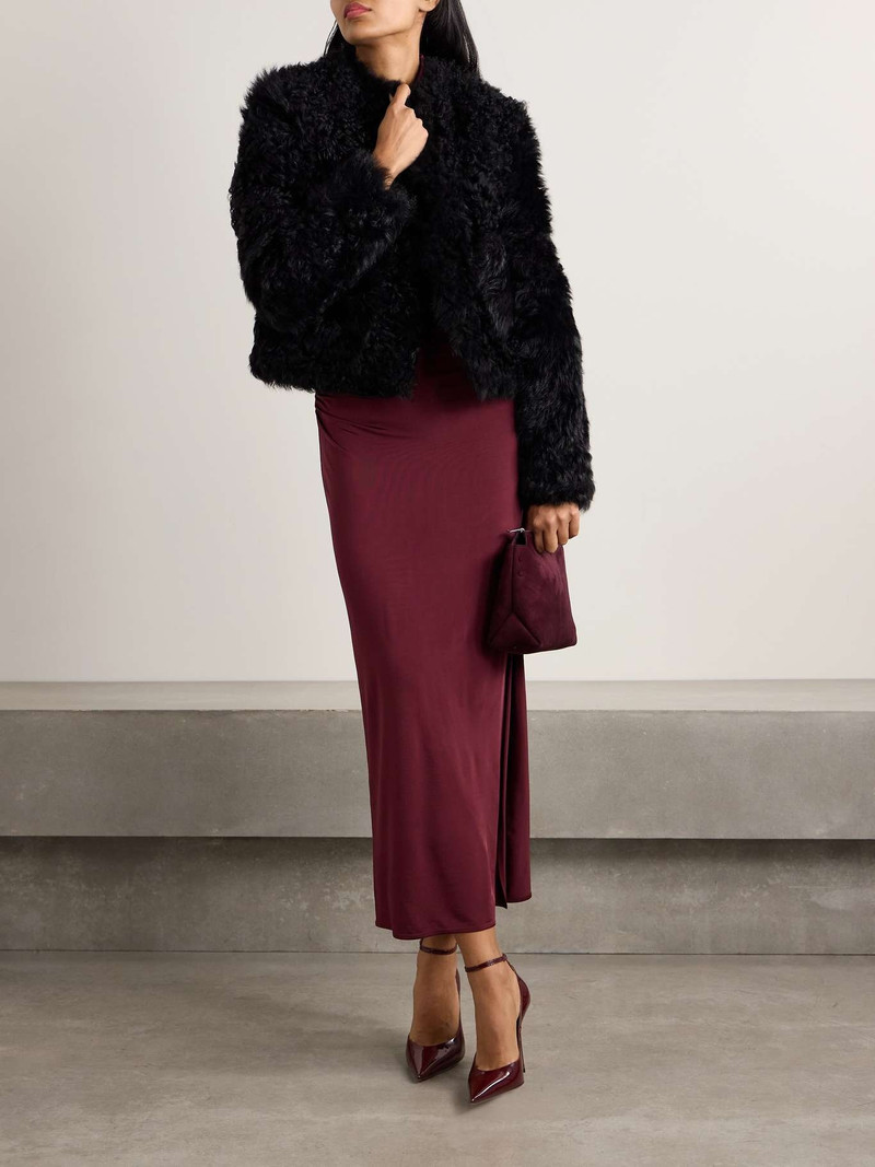 16ARLINGTON Bia cropped shearling jacket Black outlook