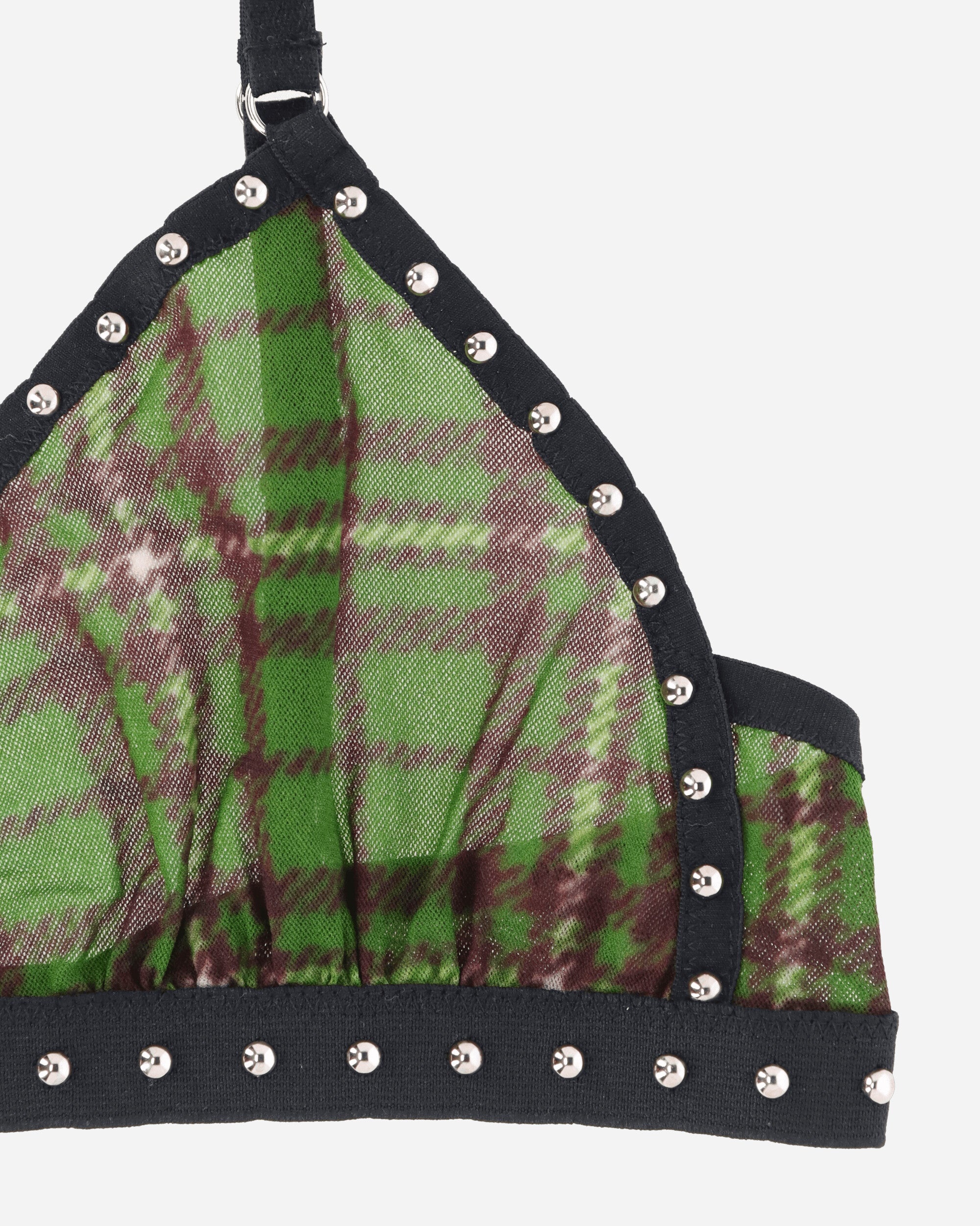 Tartan Studded Bra Green - 3