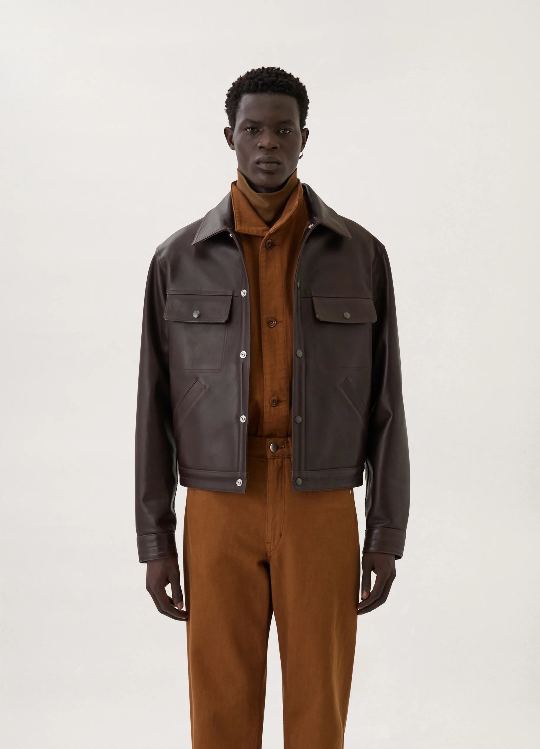 LEMAIRE │ LEATHER TRUCKER JACKET Lemaire - Trucker Jacket in Dark Chocolate – Stoy