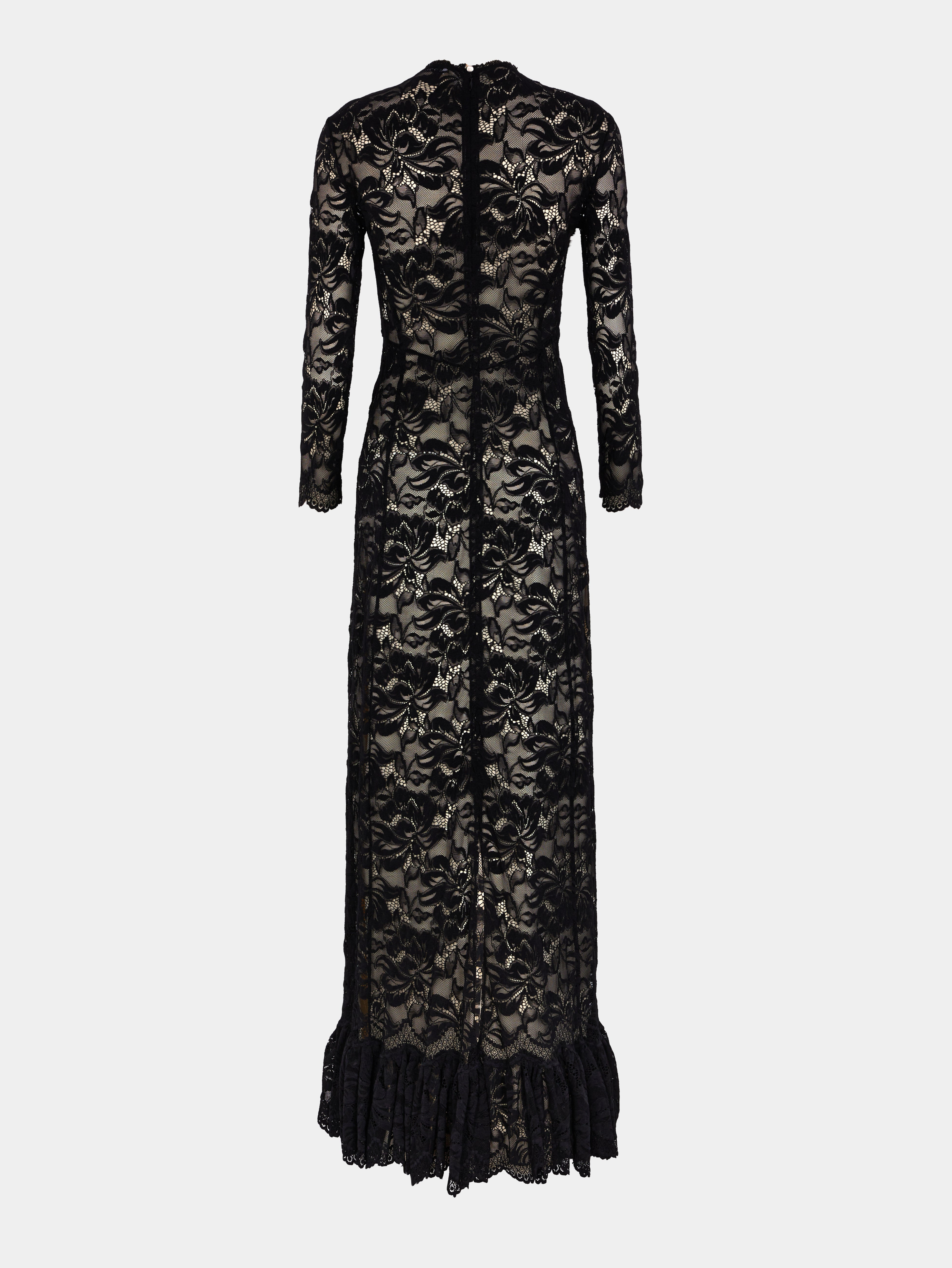 LONG BLACK LACE DRESS - 2