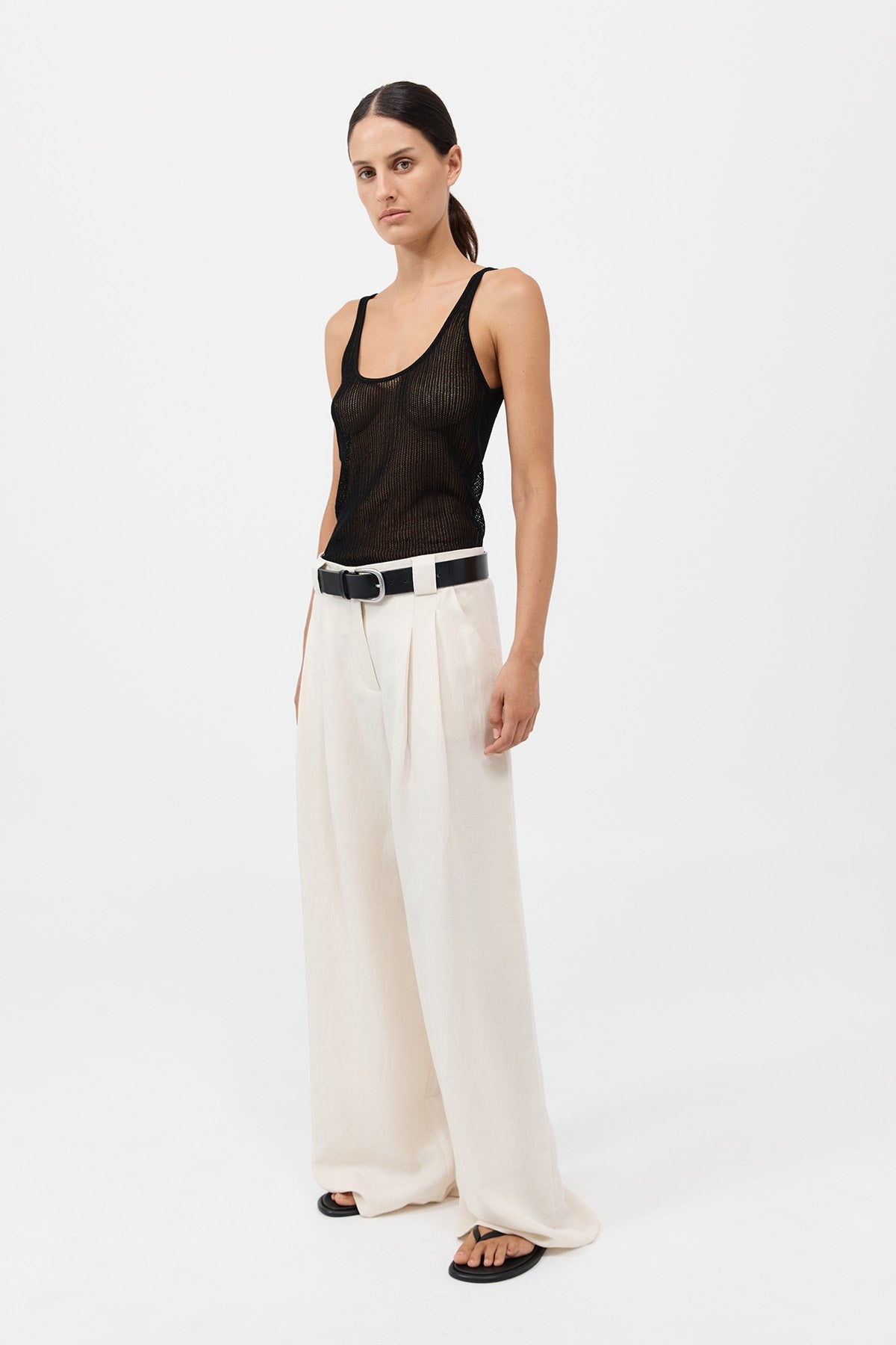 Wide Leg Pleat Pants - Tofu - 3