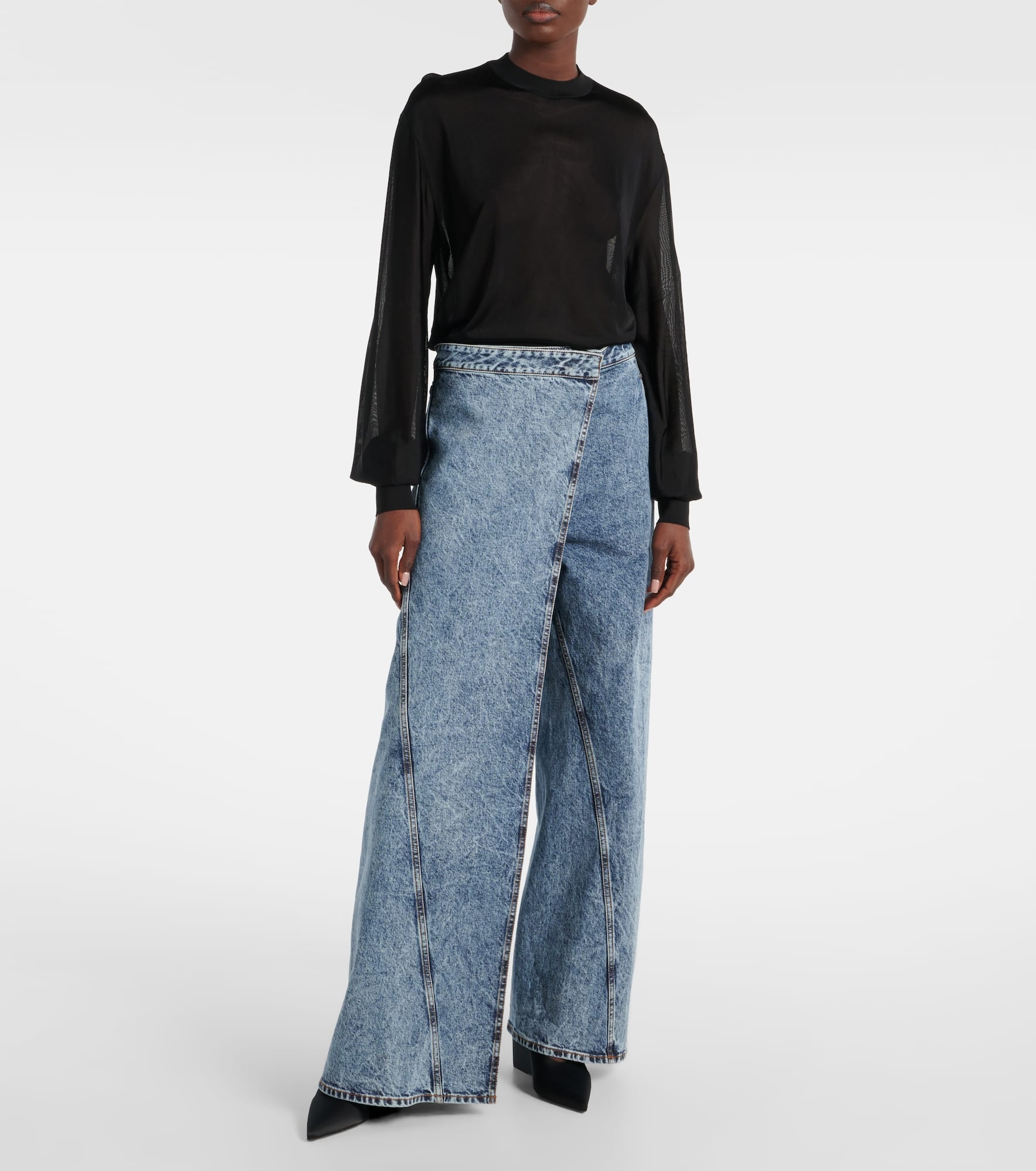 Wide-leg wrap jeans - 2