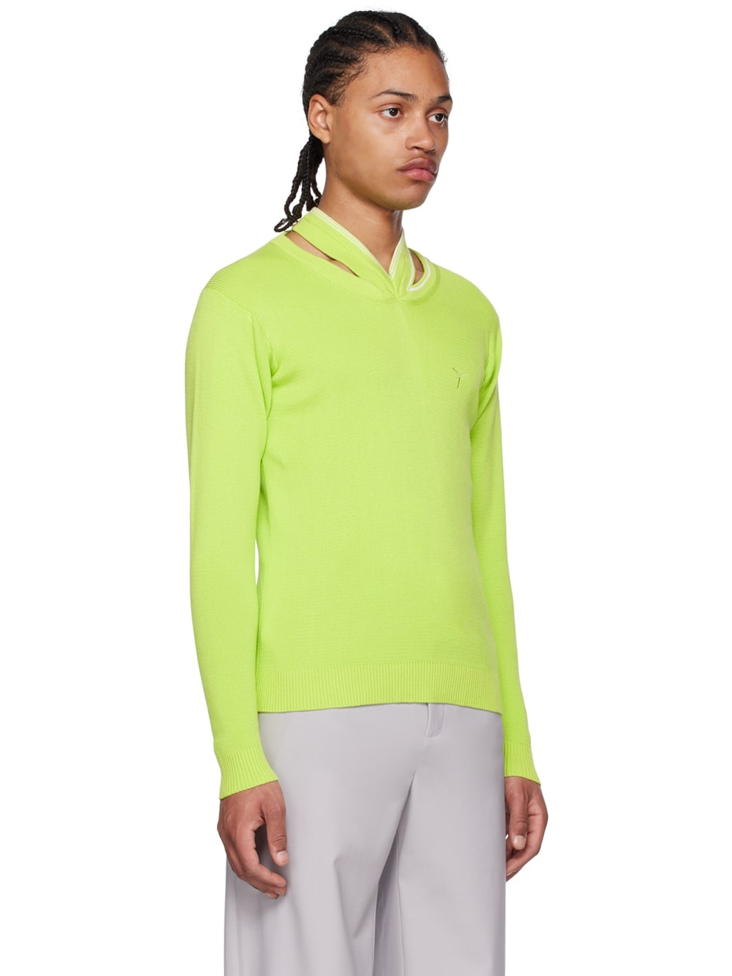 Green Cutout Sweater - 2