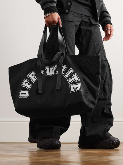Off-White Leather and Webbing-Trimmed Printed Mesh Tote outlook