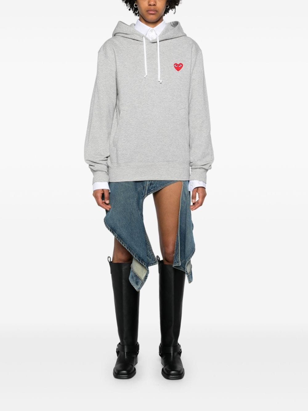 heart-motif cotton hoodie - 2