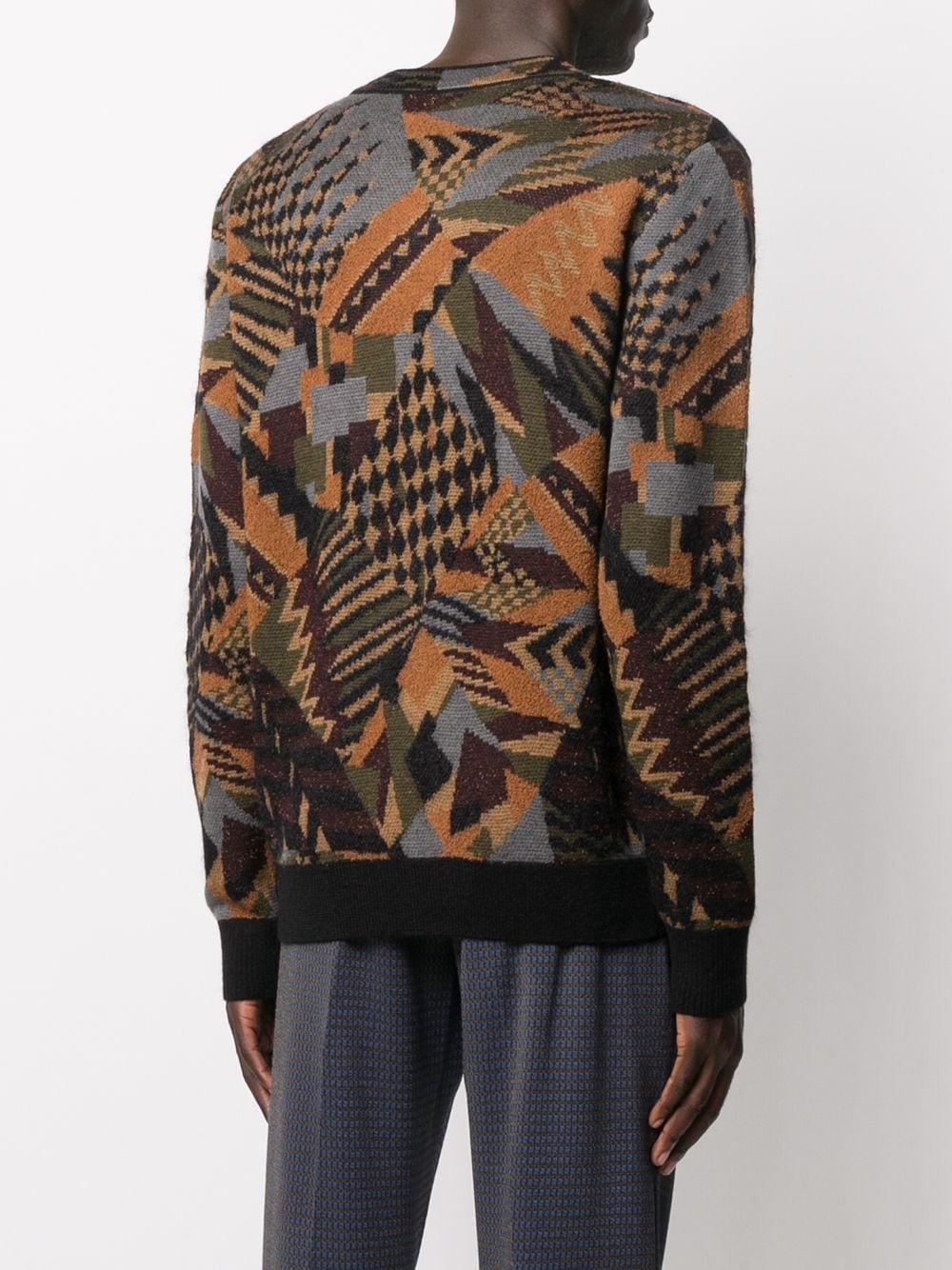 abstract-pattern crew neck jumper - 4