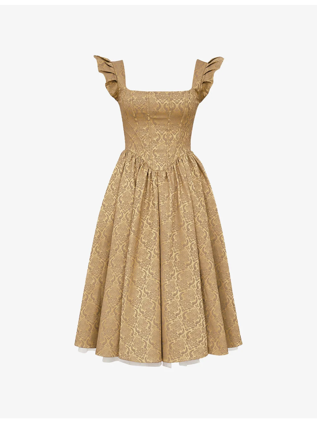 Alessandra Damask-Pattern Satin-Jacquard Midi Dress - 1