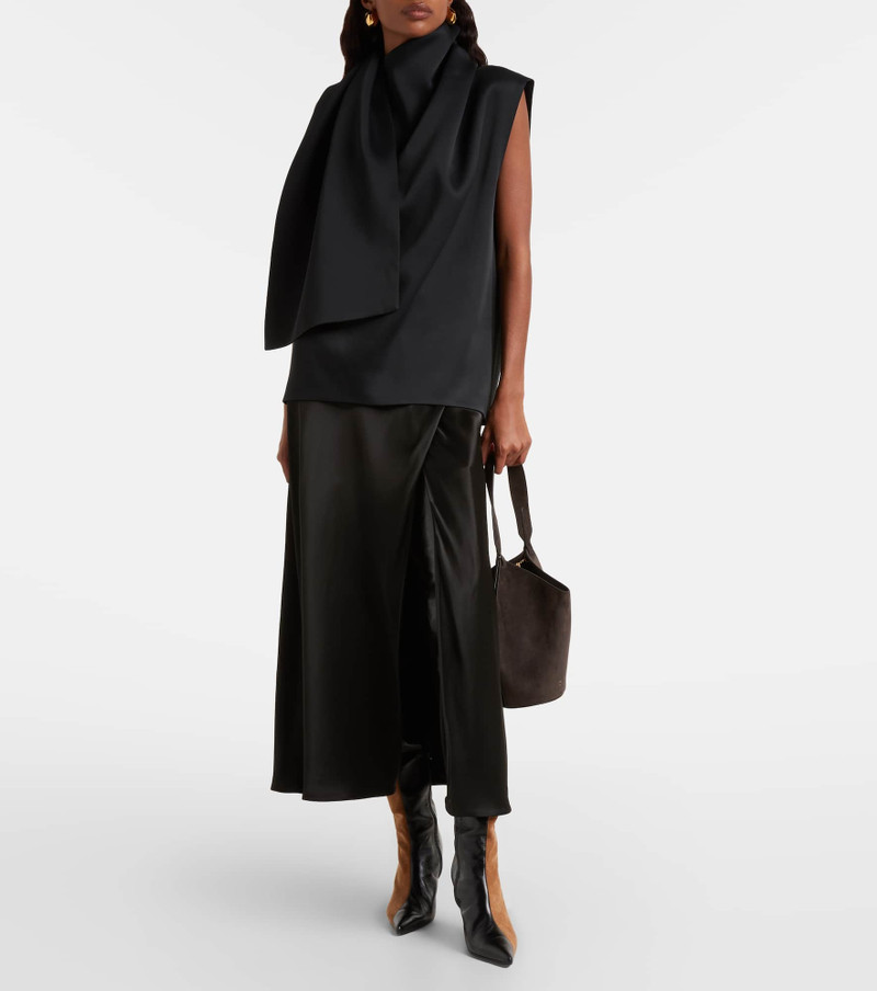 KHAITE Demi satin midi skirt outlook