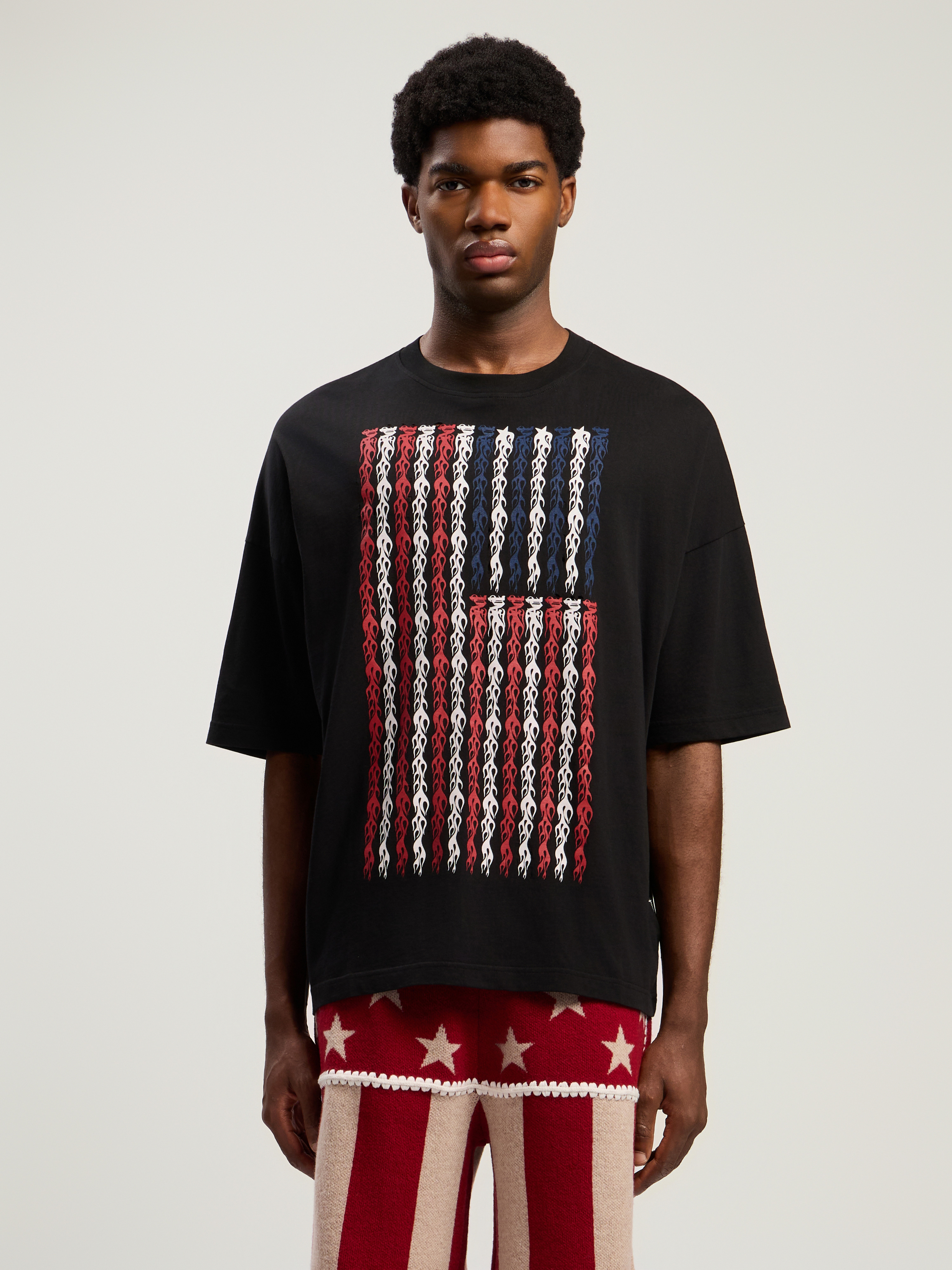 Flames Flag Loose T-Shirt - 3