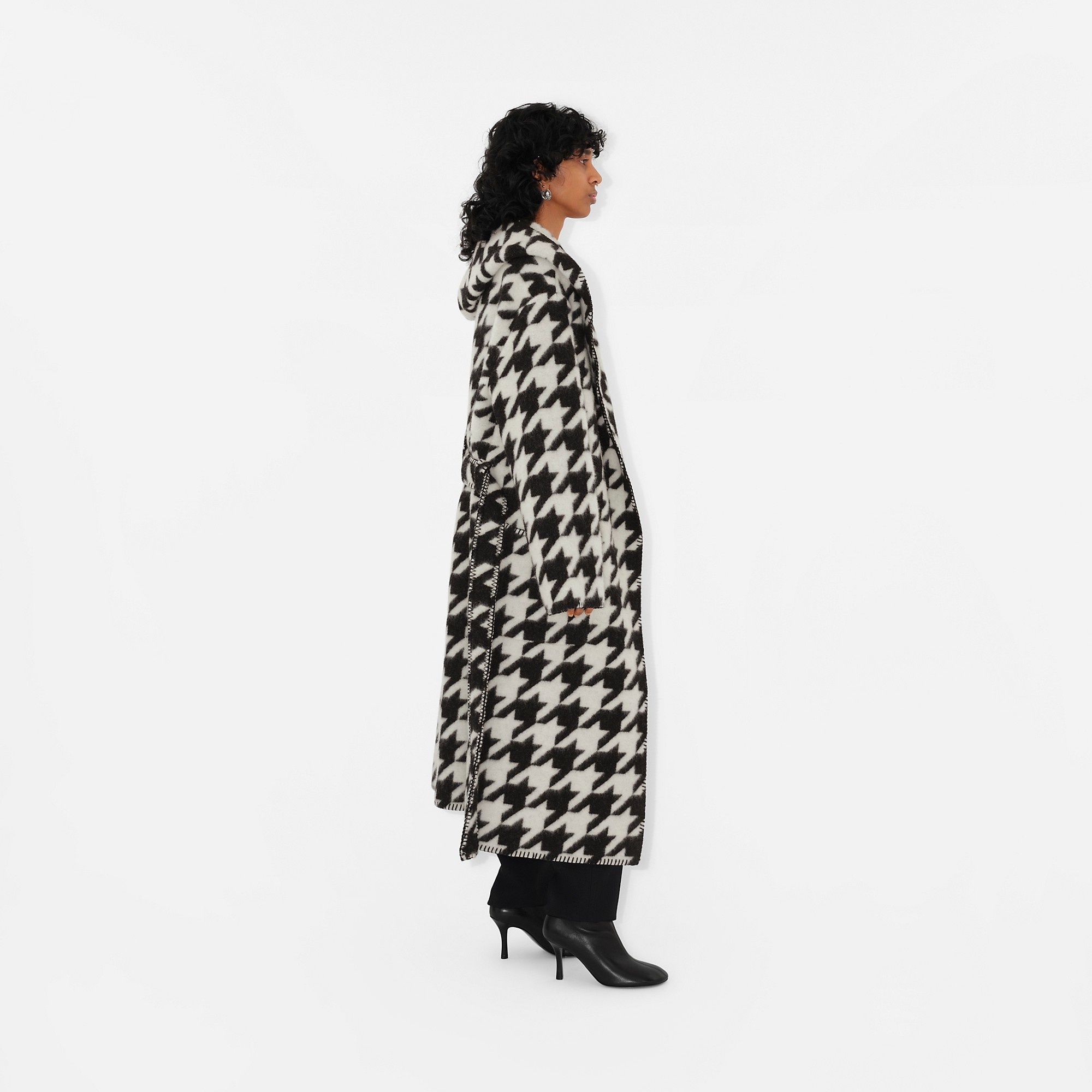Houndstooth Wool Robe - 3