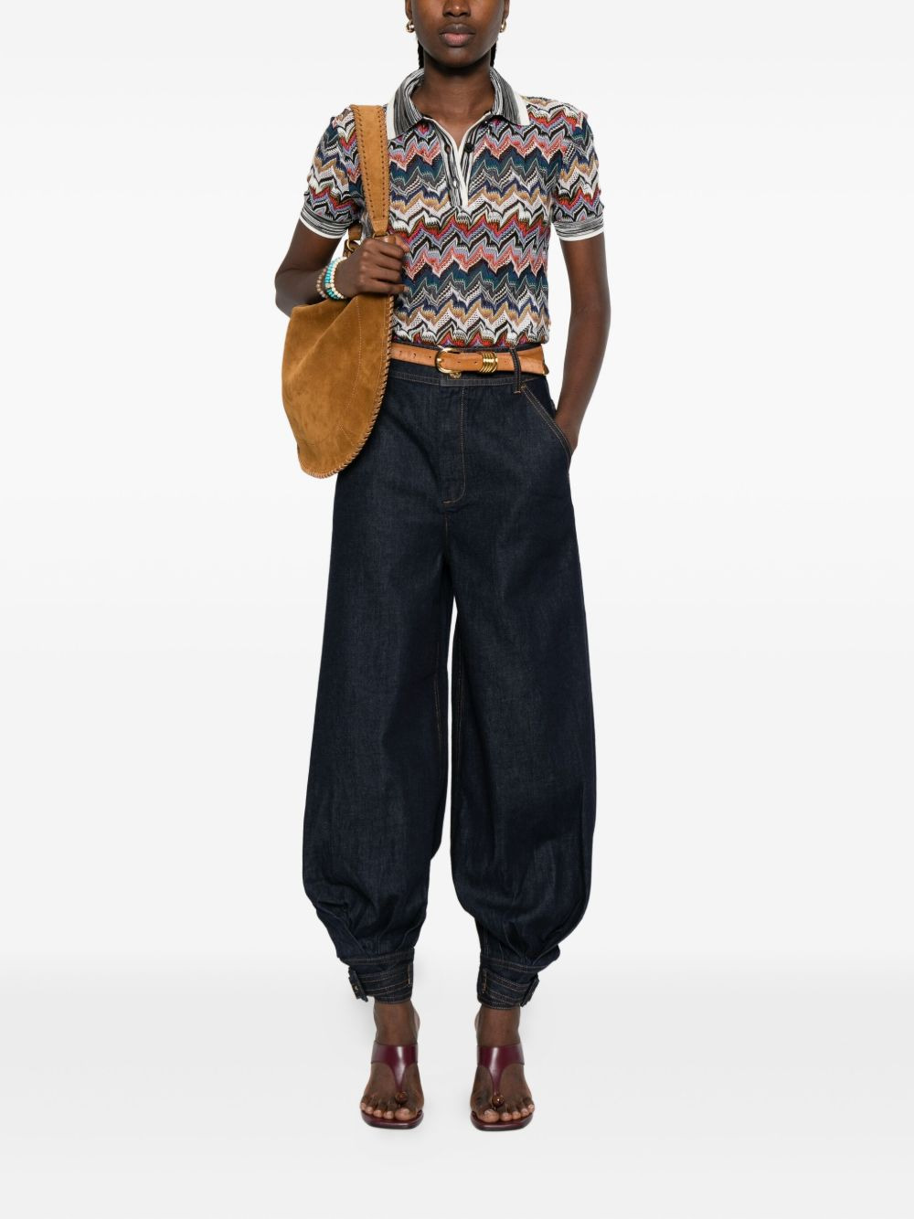 zigzag-knit polo shirt - 2