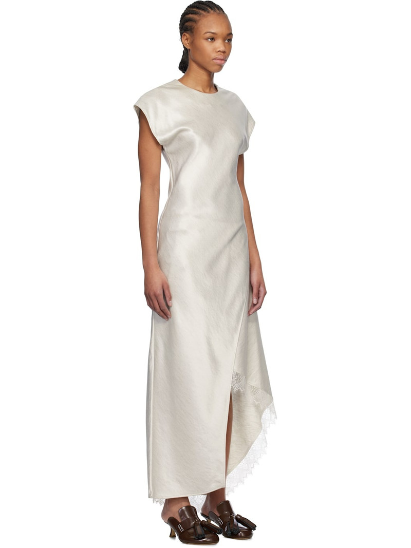 Off-White Asymmetric Lace Trim Layered Midi Dress 2