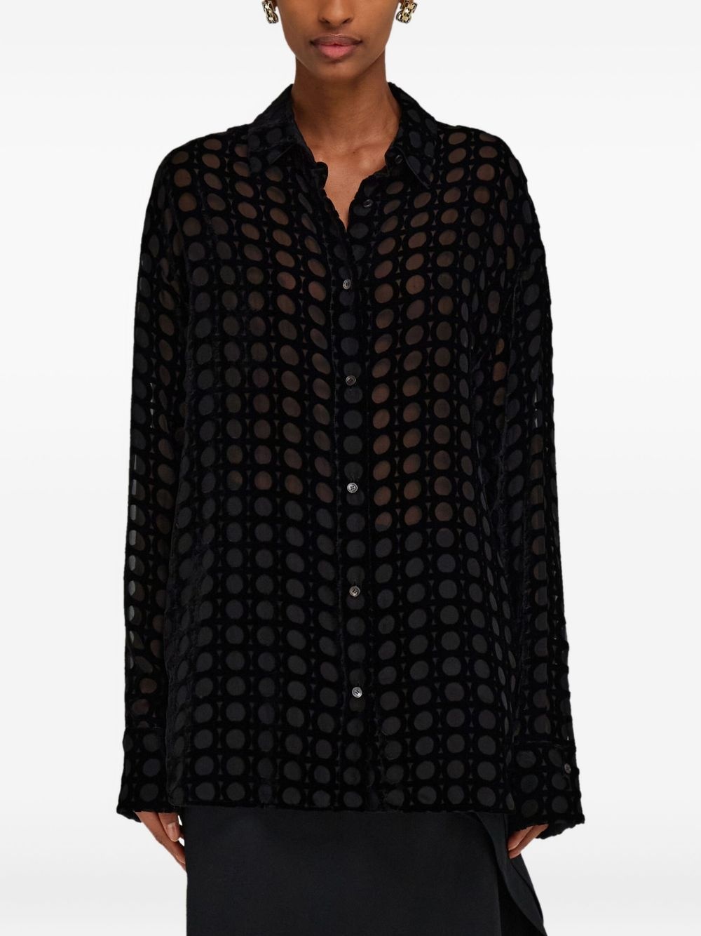 devoré-effect velvet shirt - 3