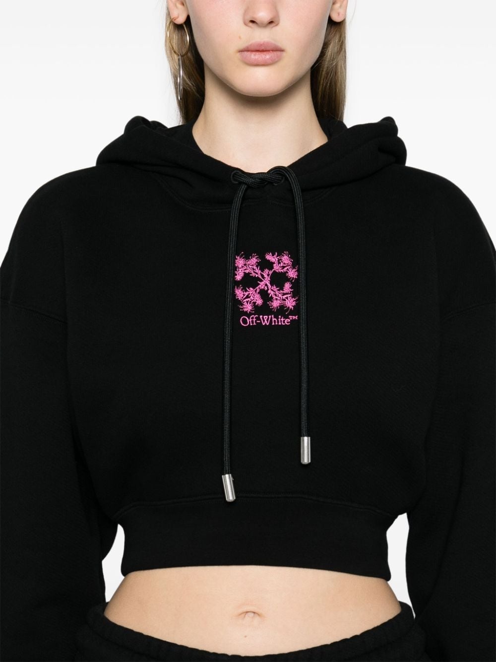 Arrows-embroidered cropped hoodie - 5