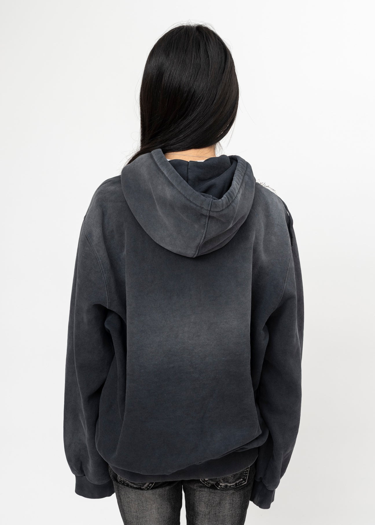 BLACK DOUBLET EMBROIDERED CHAIN ZIP-UP HOODIE - 3