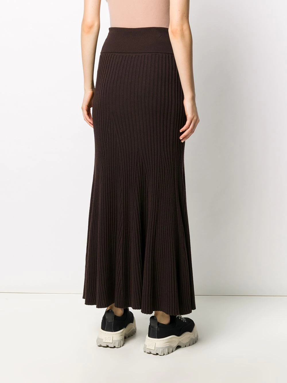 ribbed pleated long skirt - 4