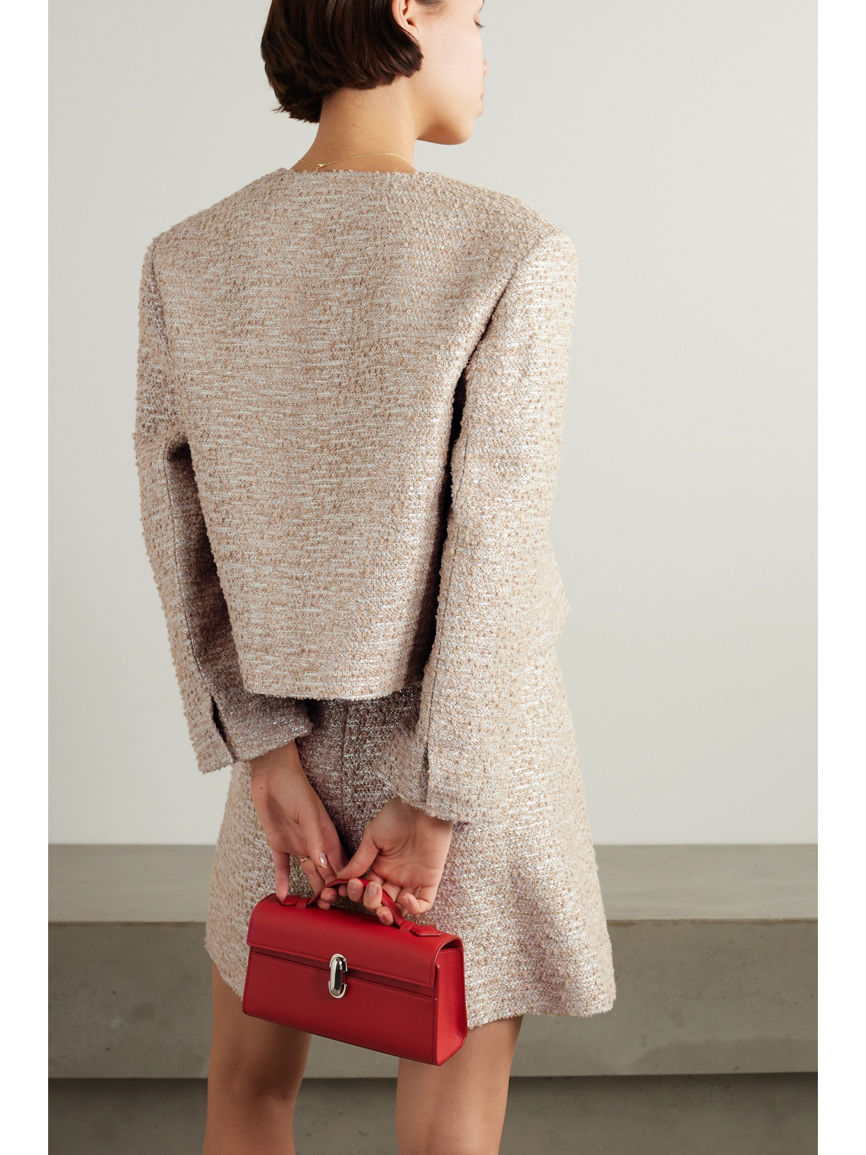 Pheblia Cropped Metallic Bouclé-tweed Jacket - 3