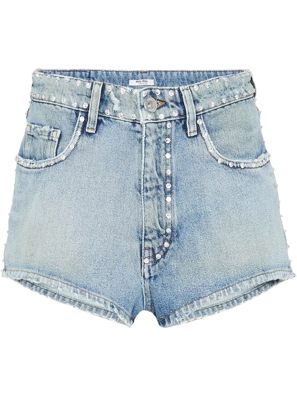 embellished denim shorts - 1