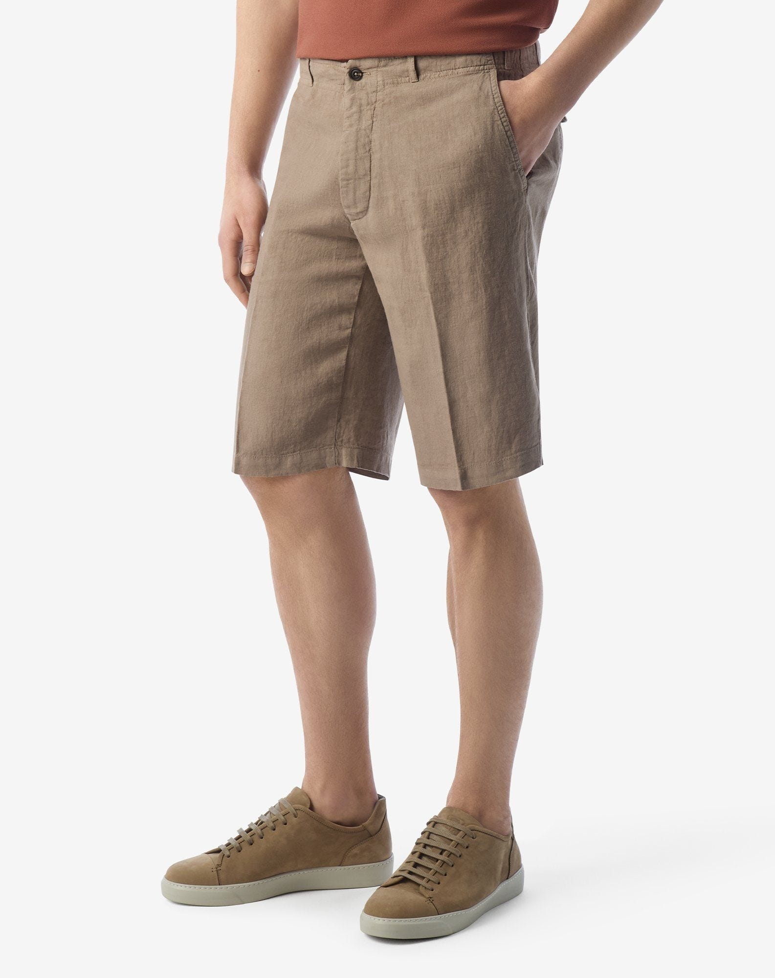 Beige pure linen Bermuda shorts - 3