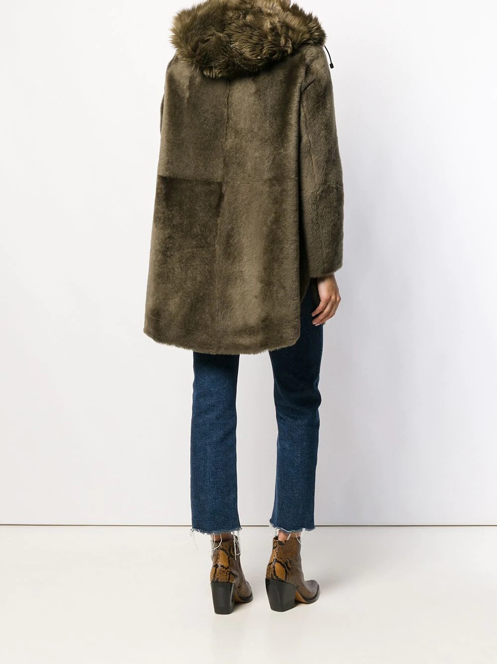 hooded shearling coat - 4