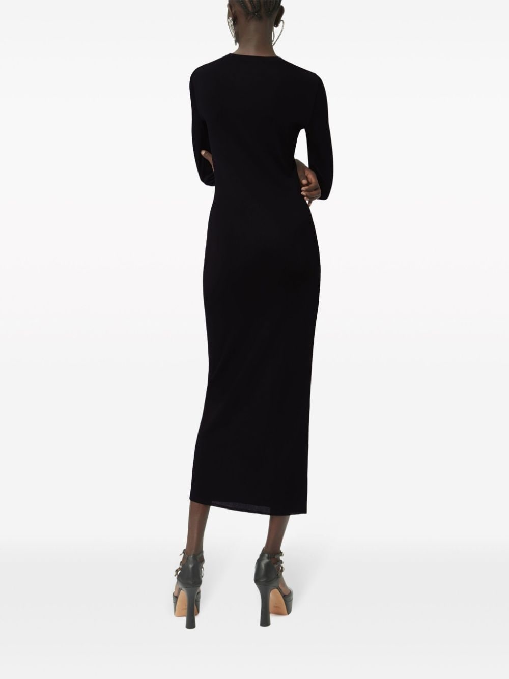 textured semi-sheer midi dress - 3