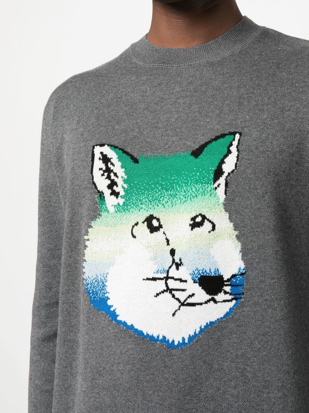 Vibrant Fox Head intarsia pullover - 5
