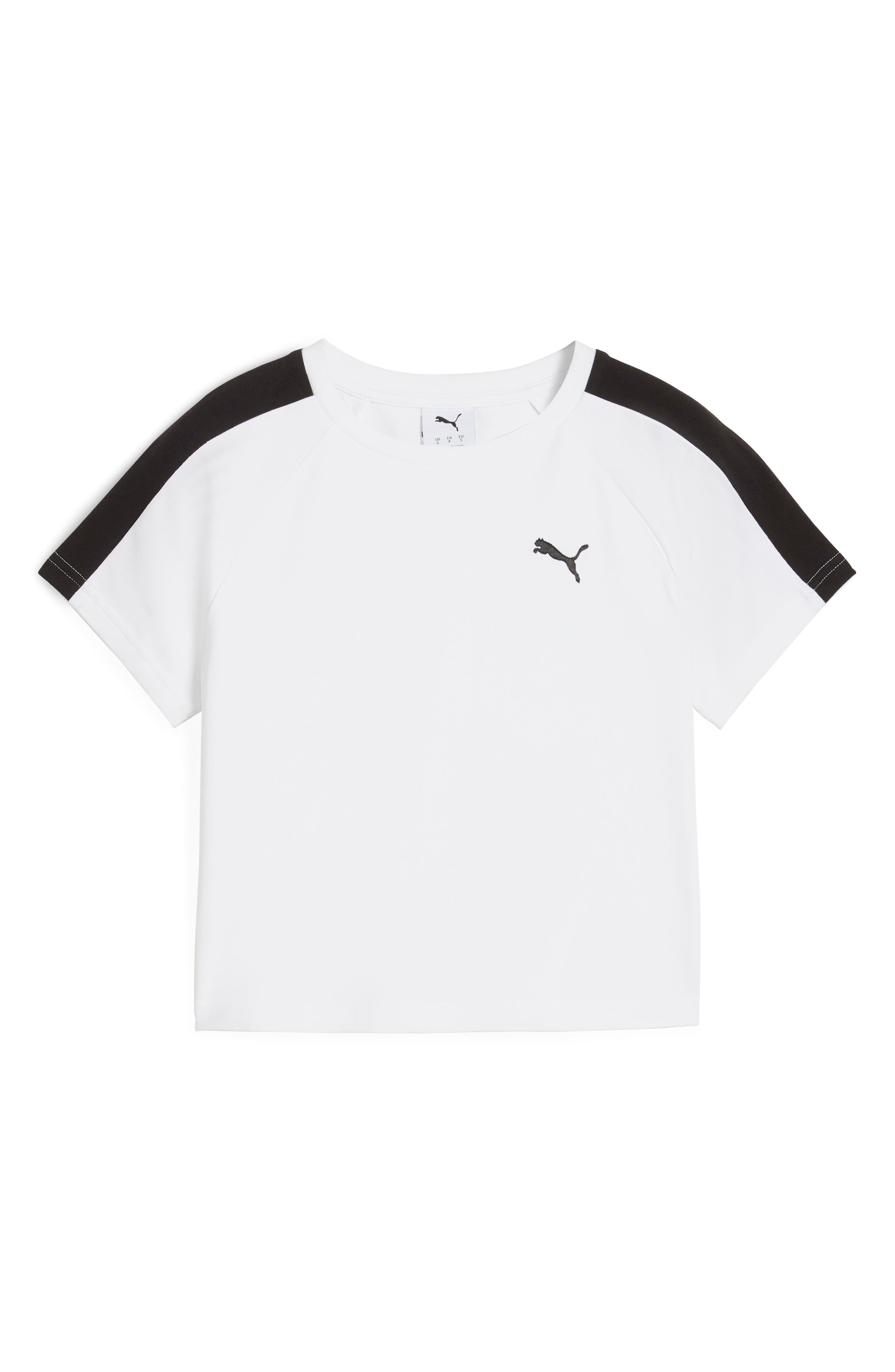 PUMA T7 Crop Stretch Cotton Baby Tee in Puma White at Nordstrom - 5