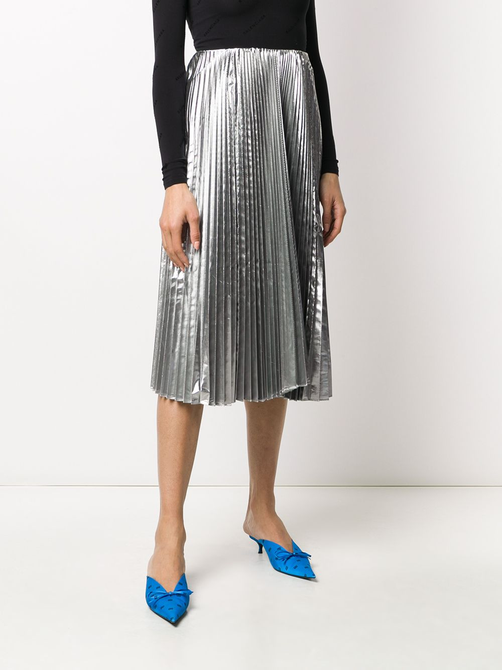 metallic pleated skirt - 3