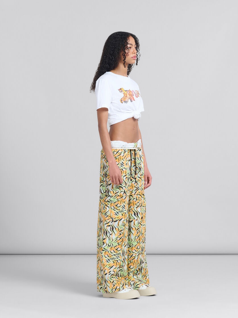ORANGE AND GREEN PRINTED ORGANIC POPLIN HYBRID CARGO PANTS - 6