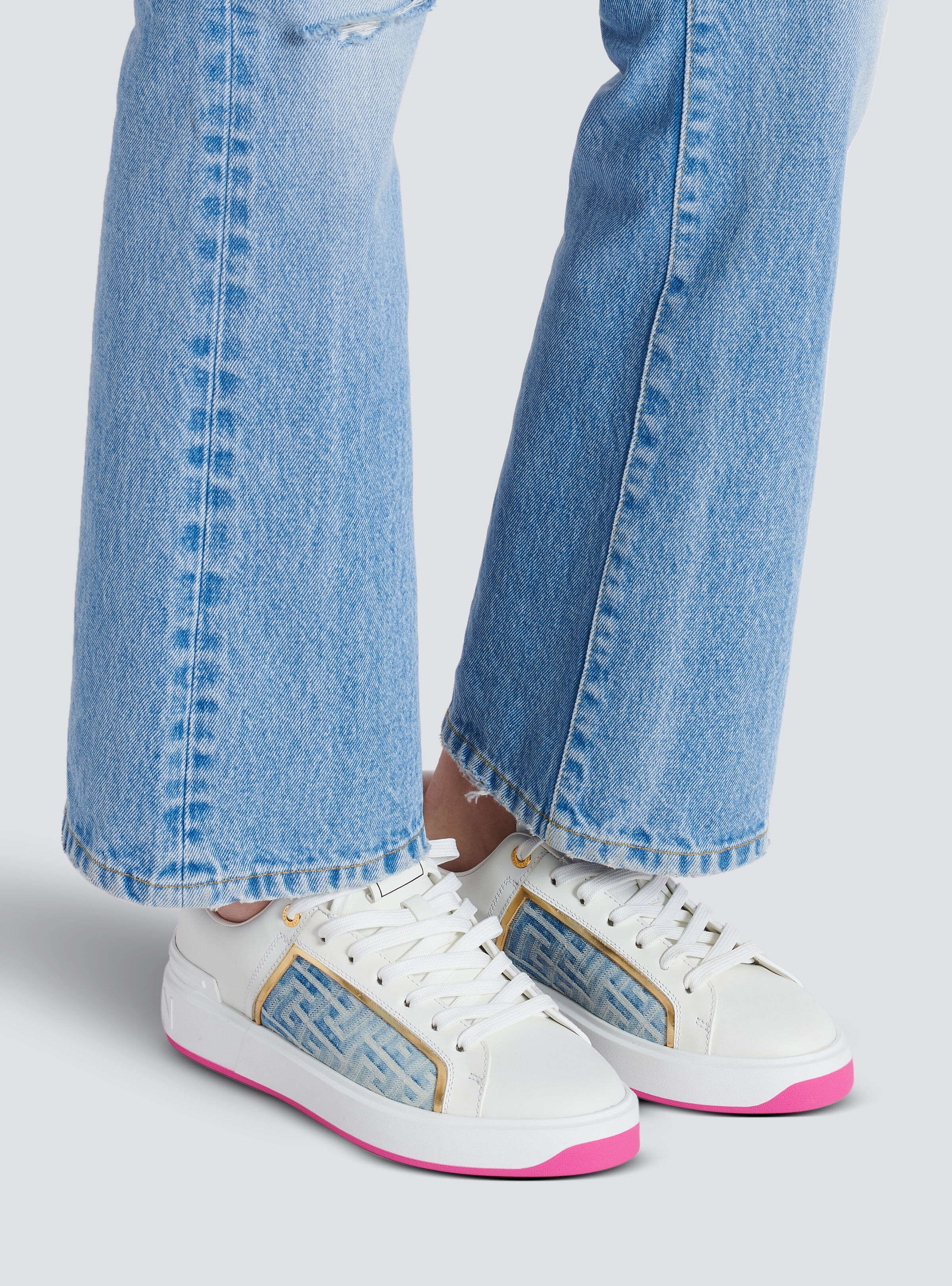B-Court sneakers in leather and denim - 9