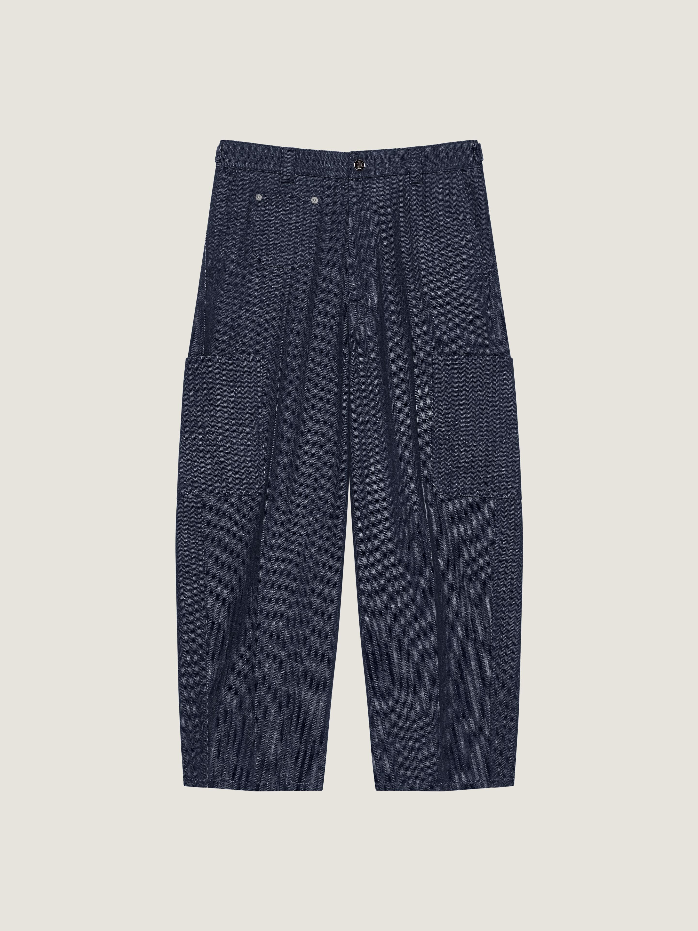 CARGO TROUSERS IN HERRINGBONE DENIM - 1