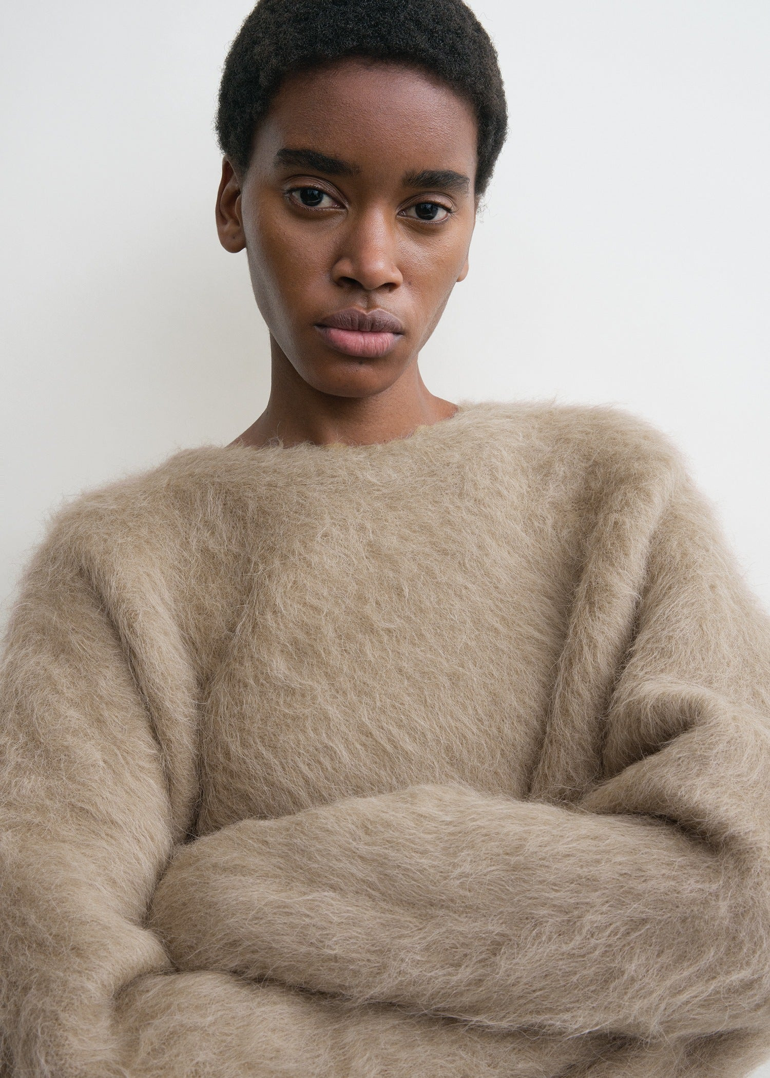 Boxy alpaca knit truffle melange - 5