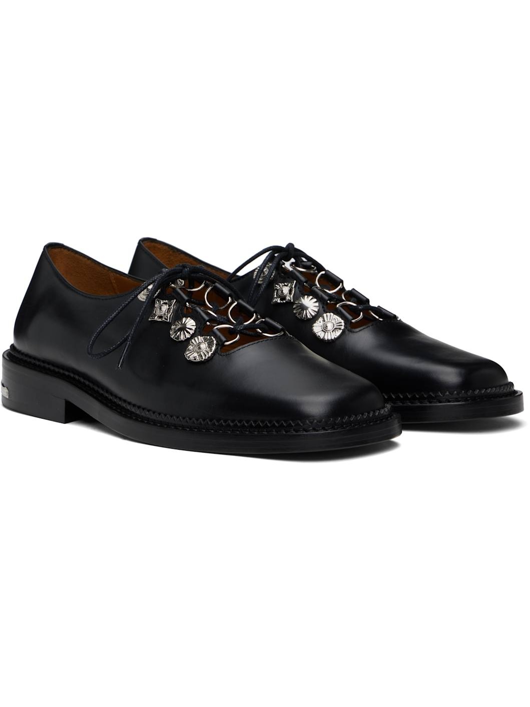 Black Hard Leather Derbys - 4
