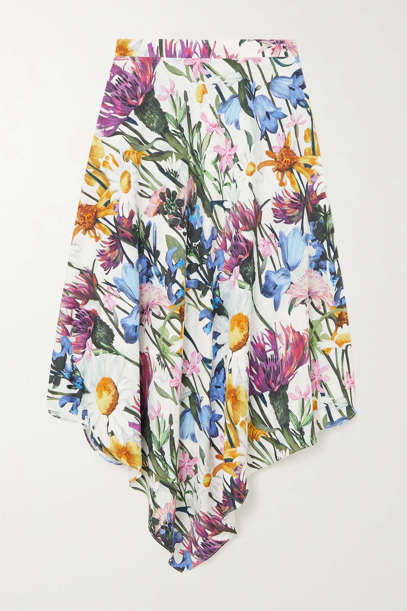 Asymmetric floral-print crepe de chine midi skirt - 1