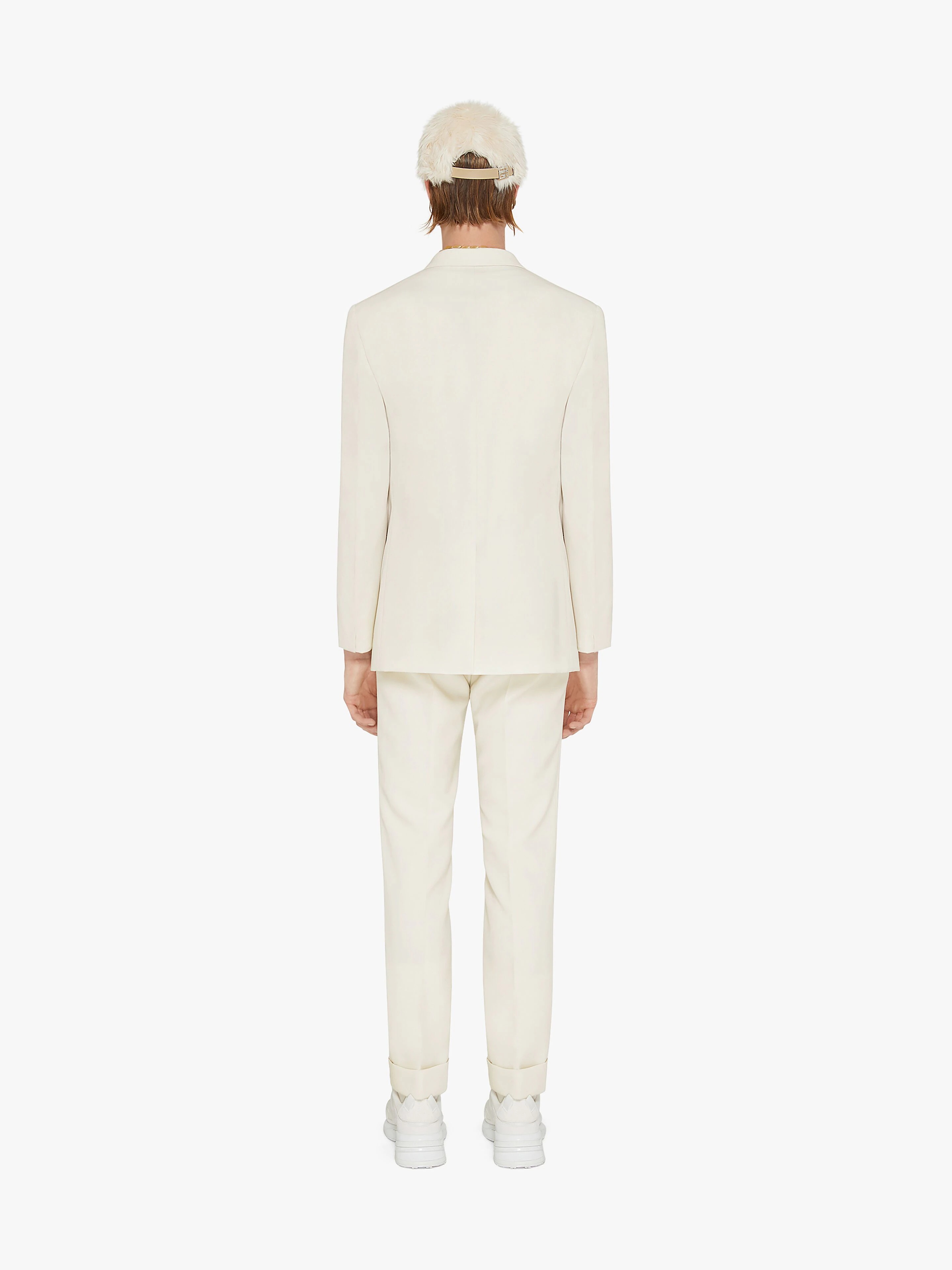 SLIM FIT PANTS IN WOOL WITH METALLIC DETAILS - 4